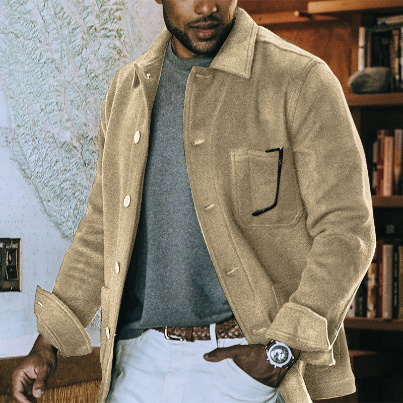 Casual solid color lapel trend jacket