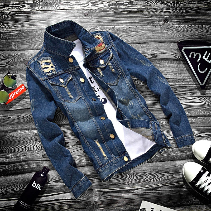 Fashion lapel men's denim jacket