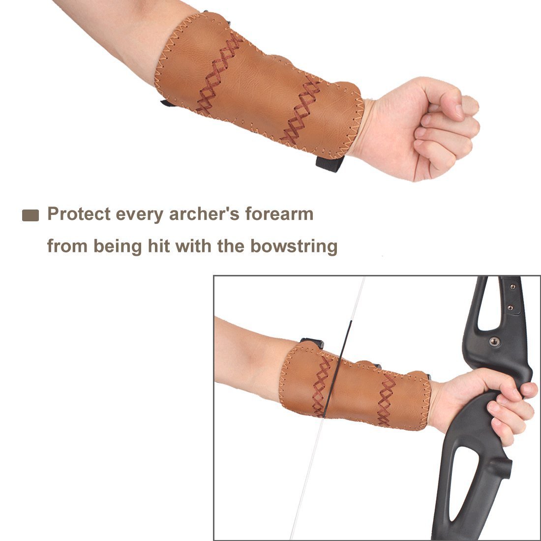 Leather 3-Strap Hunting Archery Arm Protector
