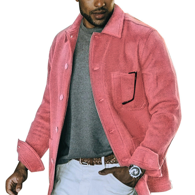 Casual solid color lapel trend jacket