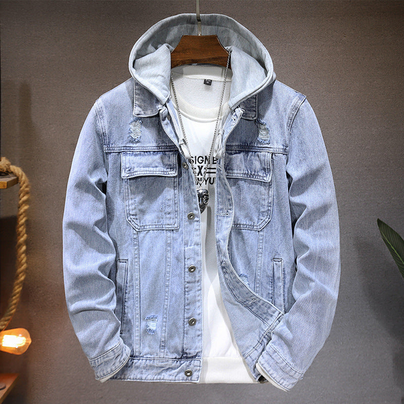 Men's Detachable Hooded Denim Jacket