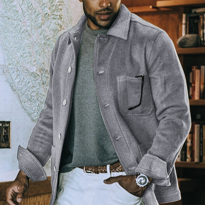Casual solid color lapel trend jacket