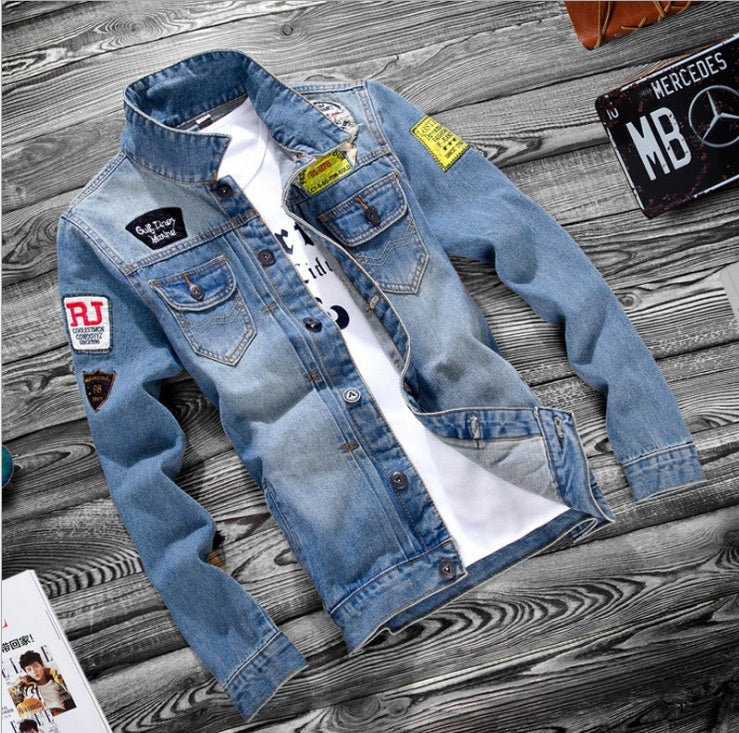 Fashion lapel men's denim jacket