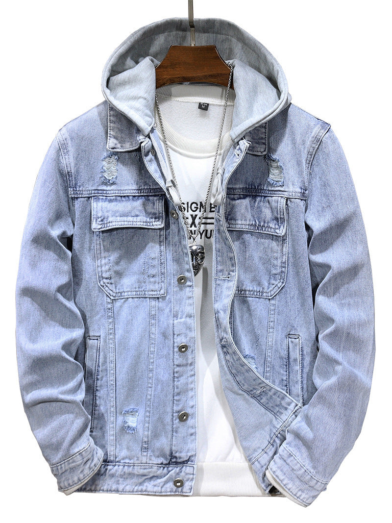 Men's Detachable Hooded Denim Jacket