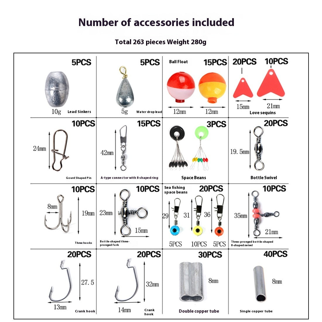 Copper Tube Sinker 263 Pieces Fishing Accessories