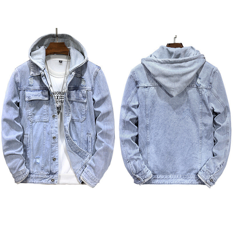 Men's Detachable Hooded Denim Jacket